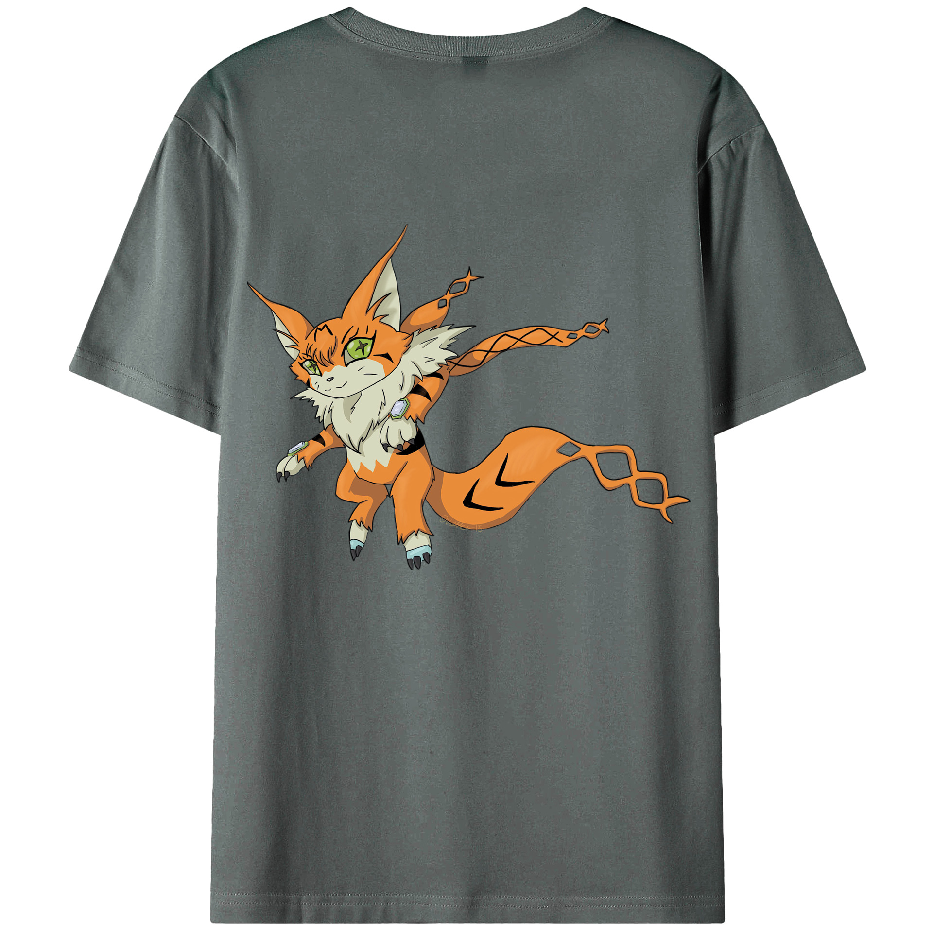 （画像用） Digimon デジタルモンスター/デジモン 綿100％ メンズ半袖Tシャツ（バックプリント） 通気性